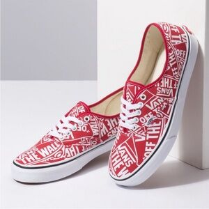 Vans All Over Logo Print Authentic Skate Shoes